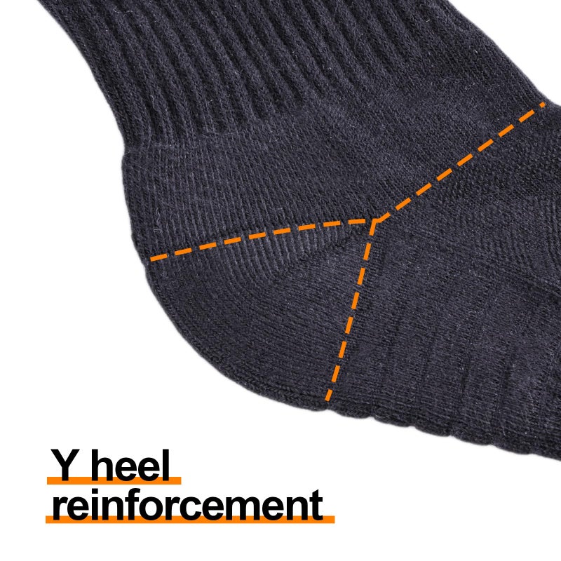 YUEDGE Mens Gym Tennis Training Athletic Socks Black Cotton Cushioned Crew Socks Moisture Wicking Mens Socks Padded Anti Blister Anti-Odor Work Sock for Men 10-13, 5 Pairs - Image 3